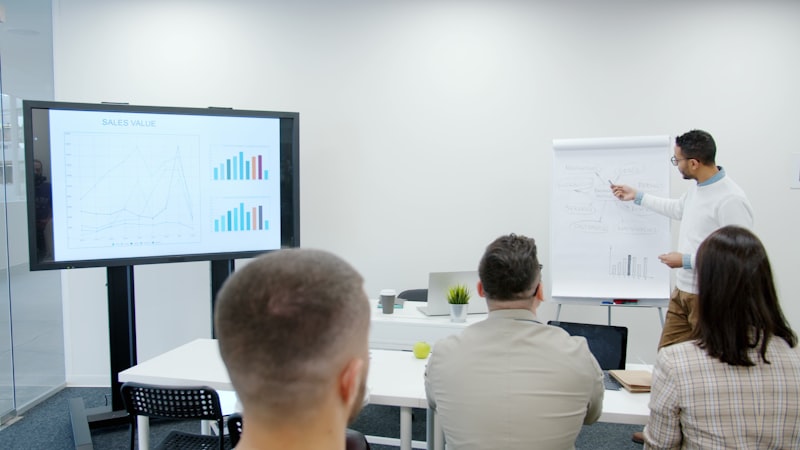 Engineer presenting technology landscape overview to client